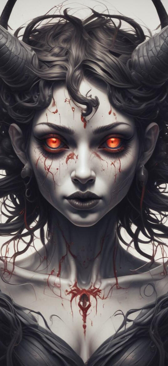 Digital illustration of a captivating female character, combining elements of gothic beauty and modern allure. Featuring striking details and a bold presence, embodying a mix of elegance and edge