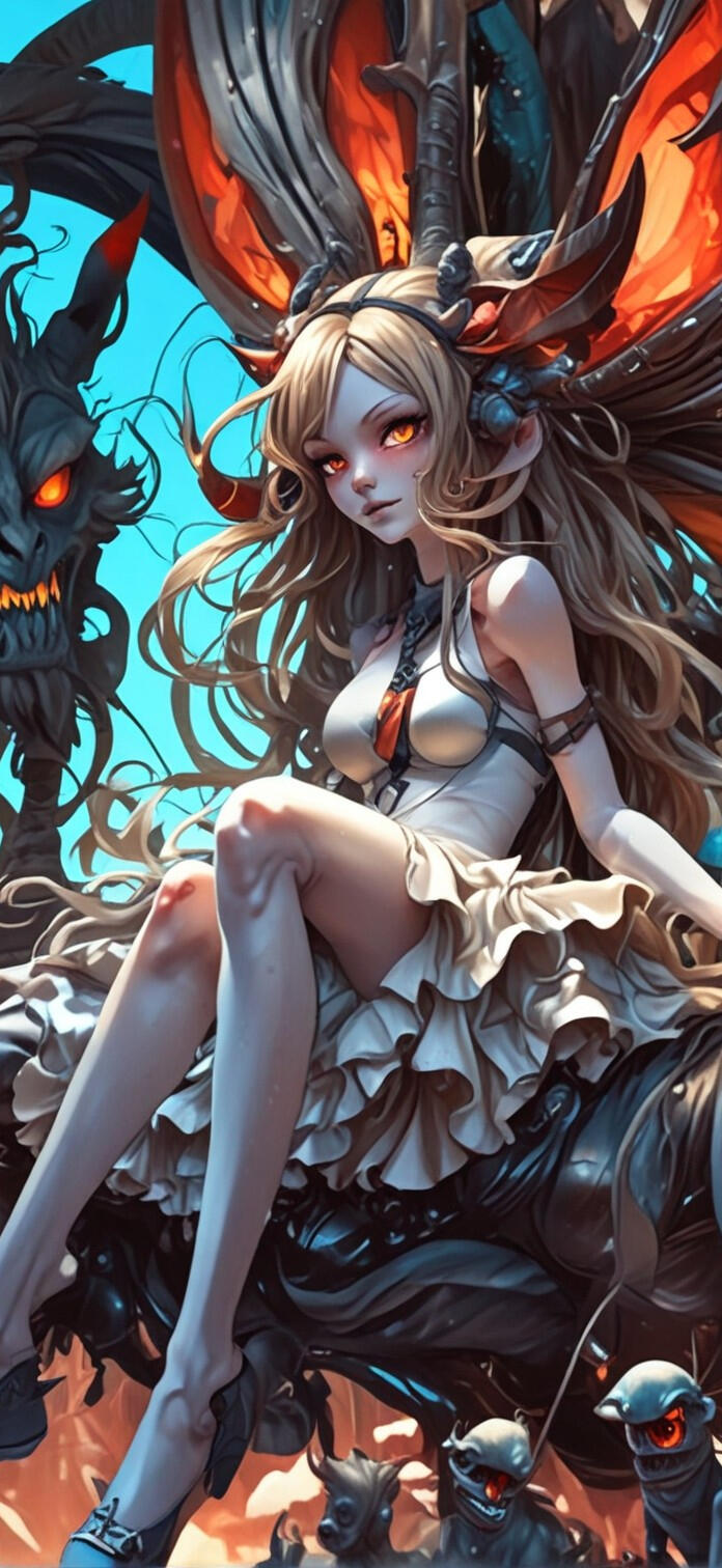 Digital illustration of a captivating female character, combining elements of gothic beauty and modern allure. Featuring striking details and a bold presence, embodying a mix of elegance and edge