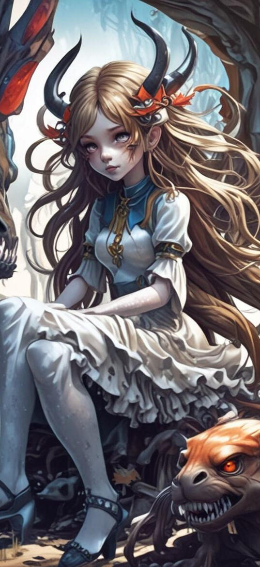 Digital illustration of a captivating female character, combining elements of gothic beauty and modern allure. Featuring striking details and a bold presence, embodying a mix of elegance and edge