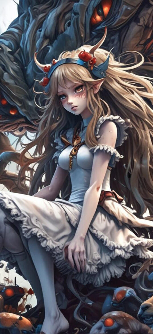 Digital illustration of a captivating female character, combining elements of gothic beauty and modern allure. Featuring striking details and a bold presence, embodying a mix of elegance and edge