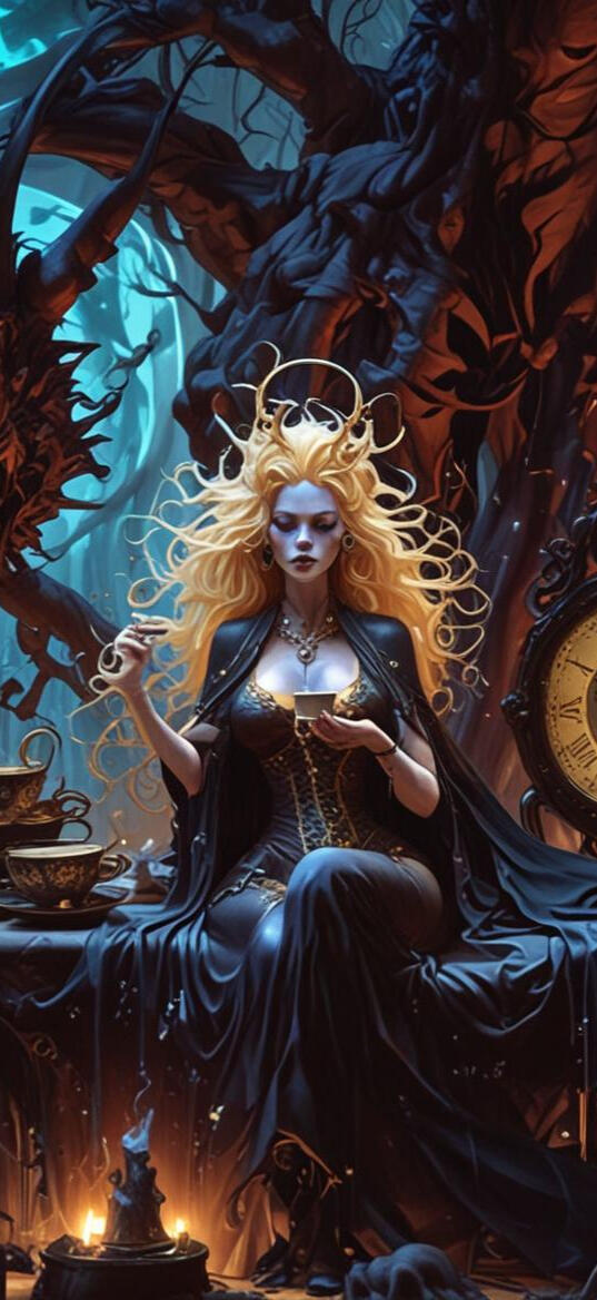 Digital illustration of a captivating female character, combining elements of gothic beauty and modern allure. Featuring striking details and a bold presence, embodying a mix of elegance and edge