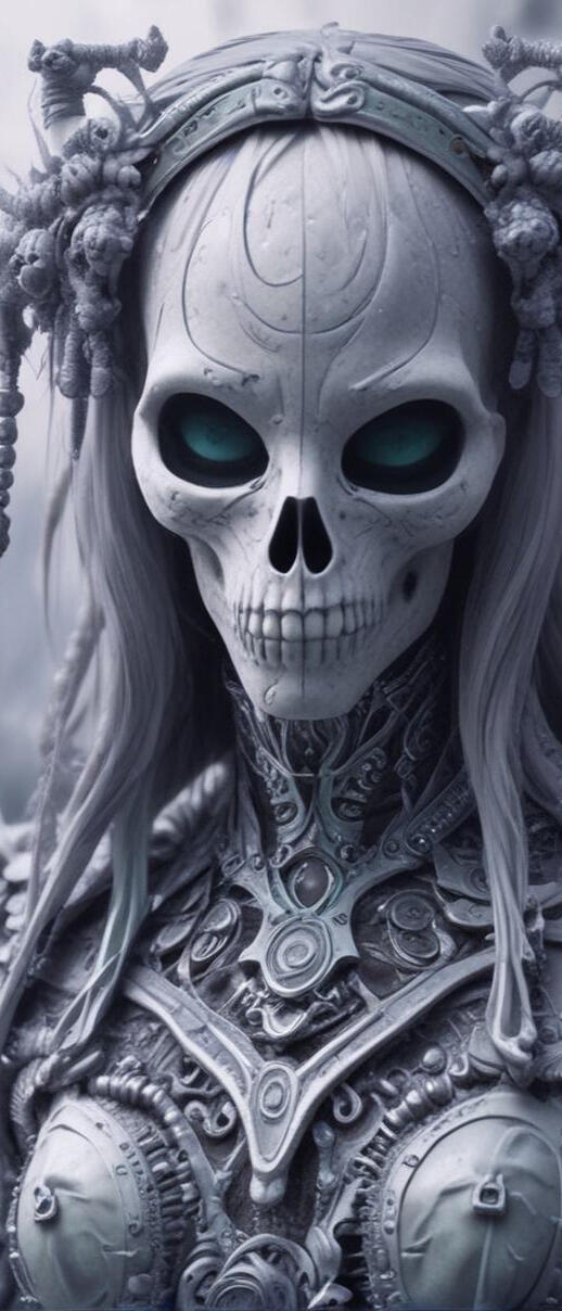 Digital illustration of a captivating female character, combining elements of gothic beauty and modern allure. Featuring striking details and a bold presence, embodying a mix of elegance and edge
